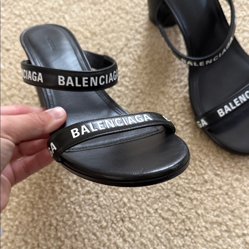 Balenciaga Black Logo Heels - Picture 2 of 5